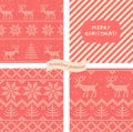 Set of seamless wrapping paper for Christmas gift Royalty Free Stock Photo