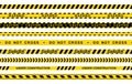 Set of seamless yellow and black warning tapes with text do not cross, warning, caution isolated on white background Royalty Free Stock Photo