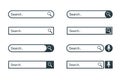 Set search bar web page internet browser button, search box template isolated Ã¢â¬â vector
