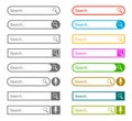 Set search bar web page internet browser button, search box template isolated Ã¢â¬â vector