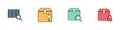 Set Search barcode, Delivery box with fragile content, package and Locked icon. Vector Royalty Free Stock Photo