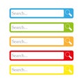 Set of search bars, flat web design elements