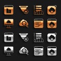Set Search cloud computing, Cloud technology data transfer, Software, Server, Data, Web Hosting, File missing and Filter Royalty Free Stock Photo