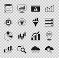 Set Search cloud computing, Data analysis, Server, Browser with exclamation mark, Sales funnel chart, Processor CPU, and Royalty Free Stock Photo