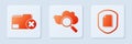 Set Search cloud computing, Delete folder and Document protection concept. White square button. Vector