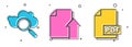 Set Search cloud computing, Upload file document and PDF file document icon. Vector