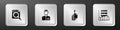 Set Search concept with folder, Analyst engineer, Data export and Server, Data, Web Hosting icon. Silver square button Royalty Free Stock Photo