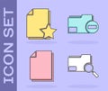 Set Search concept with folder, Document with star, Document and Document folder with minus icon. Vector