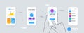 Set of Search document, Demand curve and Sale tags line icons. For design. Vector