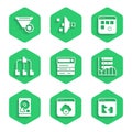Set Search engine, Cloud technology data transfer, Broken file, Server, Data, Web Hosting, Hard disk drive HDD, Folder Royalty Free Stock Photo