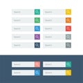 Set of search flat design icons in colorful bars
