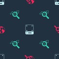 Set Search globe, Server and data analysis on seamless pattern. Vector Royalty Free Stock Photo