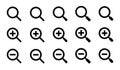 Set of search and zoom icon vector. Magnifying glass with plus and minus Royalty Free Stock Photo