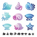 Set of seashell icons Royalty Free Stock Photo