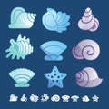 Set of seashell icons Royalty Free Stock Photo