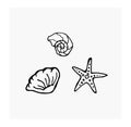 Set of seashells, starfish. Sea creatures. Royalty Free Stock Photo