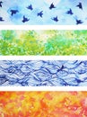 Set of 4 seasons background watercolor painting design illustration