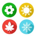 Set of Seasons Icons. Winter, Spring, Summer, Autumn.