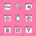 Set Secure your site with HTTPS, New chat messages notification, Browser setting, Mobile phone, Graph chart infographic