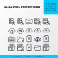 Set of security and private file vector line icon style. Cloud security, big data security. 64x64 Pixel perfect