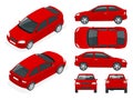 Set of Sedan Cars. Isolated car, template for car branding and advertising. Royalty Free Stock Photo