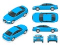 Set of Sedan Cars. Isolated car, template for branding and advertising.