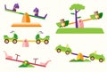 Set of see saw on playgrounds,Vector illustrations Royalty Free Stock Photo