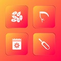 Set Seed, Scythe, Pack full of seeds of plant and Scoop flour icon. Vector