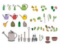 Set with seeds, garden tools and equipment.