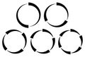 Set of segmented circles. 2,3,4,5,6 segments. Contour circles.