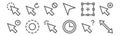 Set of 12 selection and cursors icons. outline thin line icons such as cursor, cursor, cursor