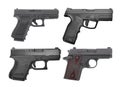 Set of semi automatic 9 m.m handgun pistol isolated on white Royalty Free Stock Photo