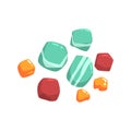 Set Of Semiprecious Blue, Red And Orange Stones Isolated Element Of Forest Landscape Design For The Flash Game