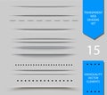 Set of semitransparent web dividers and shadow on light background