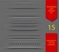 Set of semitransparent web dividers and shadow on transparent background. Transparency in additional format only