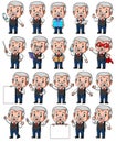 Set of senior businessman with different poses