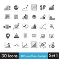 Set of SEO and Analytics icon on white