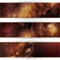 Set of sepia tone bokeh banners