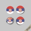 Set of SERBIA flags round badges. Royalty Free Stock Photo