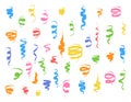 Set of serpentine carnival ribbons set vector background. Colorful paper streamers isolated on white for gift, greeting, holiday Royalty Free Stock Photo