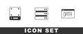 Set Server, and Data analysis icon. Vector Royalty Free Stock Photo