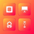 Set Server, Data, Computer monitor, Robot setting and Algorithm icon. Vector Royalty Free Stock Photo