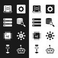 Set Server, Server, Data, Neural network, Computer api interface, Processor CPU, Artificial intelligence robot and Royalty Free Stock Photo