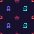 Set Server, Data, Robot setting, Artificial intelligence robot and AI on seamless pattern. Vector