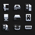 Set Server, Data, Web Hosting, camera, RAM, random access memory, Hard disk drive HDD, Case of computer, Optical disc Royalty Free Stock Photo