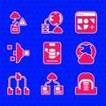Set Server, Data, Web Hosting, Cloud technology data transfer, Hangar with servers, Social network, Folder tree, Filter Royalty Free Stock Photo