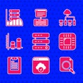 Set Server, Data, Web Hosting, Cloud technology data transfer, Search concept with folder, Processor CPU, report Royalty Free Stock Photo