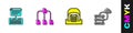 Set Server, Data, Web Hosting, Folder tree, Hangar with servers and Network cloud connection icon. Vector