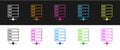 Set Server, Data, Web Hosting icon isolated on black and white background. Vector Royalty Free Stock Photo