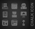 Set Server, Data, Web Hosting, Loading data window, Cloud technology transfer, Broken file, report, Hangar with servers Royalty Free Stock Photo